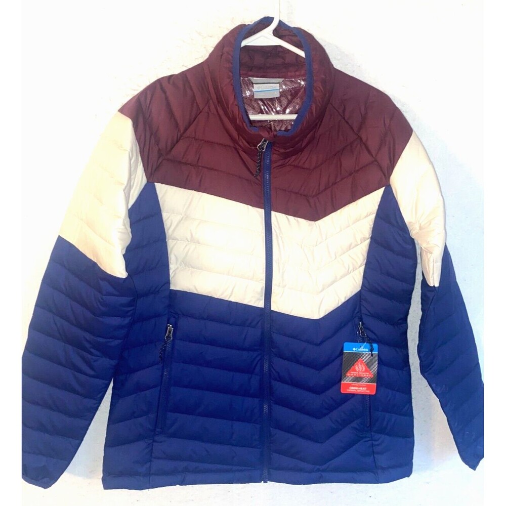 $160 Columbia Powder Lite Blocked Winter Jacket Women's L Omni-Heat Zip Puffer